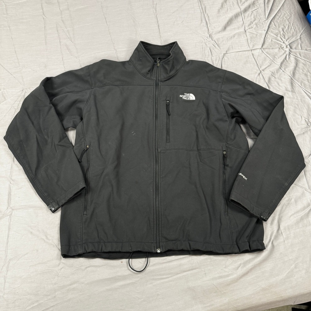 The North Face Apex Mens XL Black Softshell Full Zip Jacket Windbreaker Coat